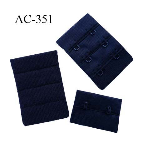 Agrafe attache rallonge extension de soutien gorge 3 rangés 2 crochets largeur 30 mm hauteur 55 mm couleur noir