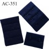 Agrafe attache rallonge extension de soutien gorge 3 rangés 2 crochets largeur 30 mm hauteur 55 mm couleur noir