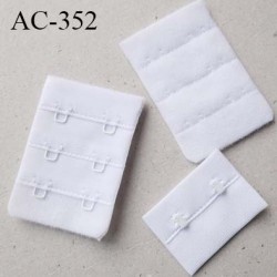 Agrafe attache 30 mm de soutien gorge 3 rangés 2 crochets largeur 30 mm hauteur 55 mm couleur blanc