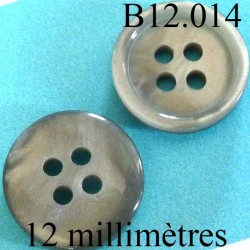 bouton 12 mm couleur gris marbré brillant 4 trous diamètre 12 millimètres