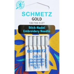 Aiguille schmetz 75/11 GOLD STICK NADEL EMBROIDERY 130 705 H-ET 75/11  la boite de 5 aiguilles