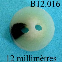 bouton 12 mm   couleur nacre beige noir et blanc marbré brillant 2 trous diamètre 12 millimètres