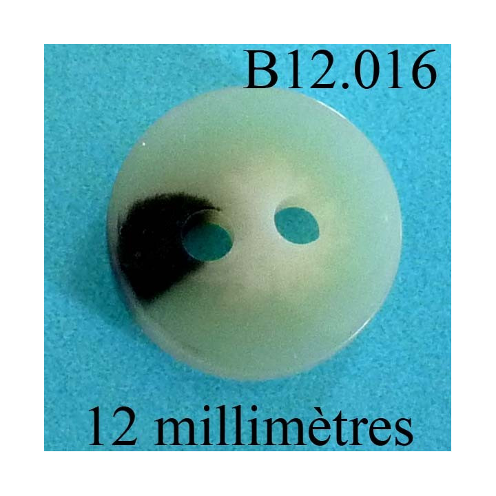 bouton 12 mm   couleur nacre beige noir et blanc marbré brillant 2 trous diamètre 12 millimètres
