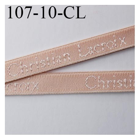 Elastique bretelle 12 mm ou lingerie couleur beige rosé en surpiqure inscription Christian Lacroix prix au prix