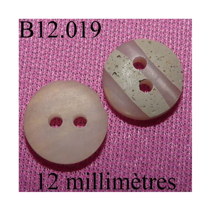 bouton 12 mm   couleur marron clair mabré veiné 2 trous diamètre 12 millimètres