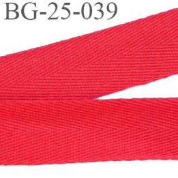 biais galon ruban sergé 25 mm couleur rouge 100%  coton souple et doux largeur 25 mm prix au mètre