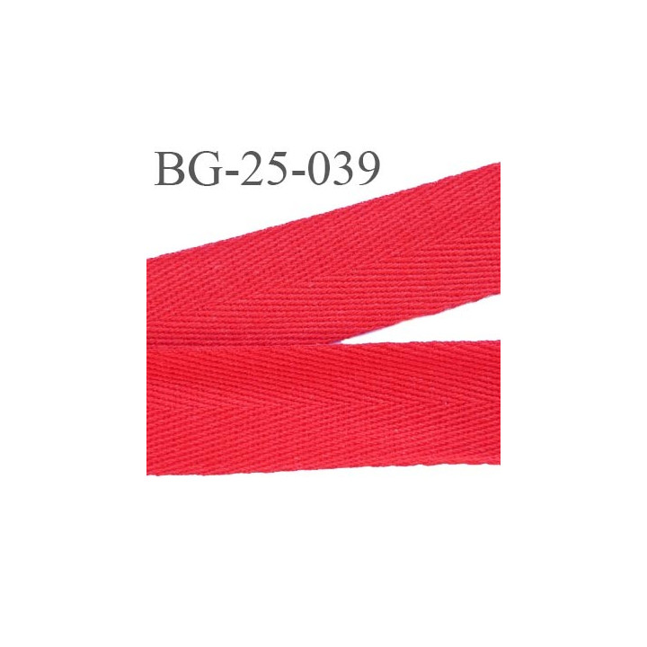 biais galon ruban sergé 25 mm couleur rouge 100%  coton souple et doux largeur 25 mm prix au mètre