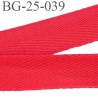 biais galon ruban sergé 25 mm couleur rouge 100% coton souple et doux largeur 25 mm prix au mètre