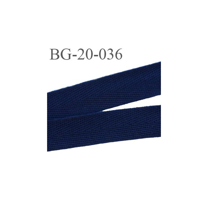 biais galon ruban sergé 20 mm couleur bleu marine 100%  coton souple et doux largeur 20 mm prix au mètre