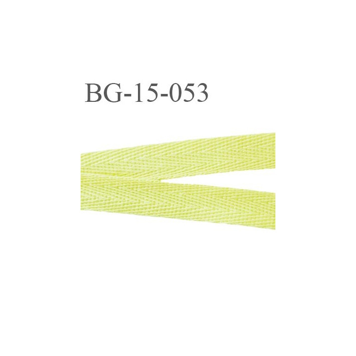 biais galon ruban sergé 15 mm couleur jaune 100%  coton souple et doux largeur 15 mm prix au mètre