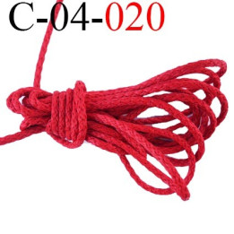 cordon coton et synthétique 4 mm  couleur rouge diamètre 4 mm prix au mètre