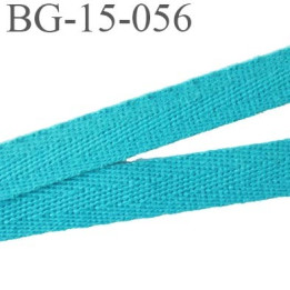 biais galon ruban sergé 15 mm couleur bleu turquoise 100%  coton souple et doux largeur 15 mm prix au mètre