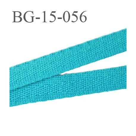 biais galon ruban sergé 15 mm couleur bleu turquoise 100% coton souple et doux largeur 15 mm prix au mètre