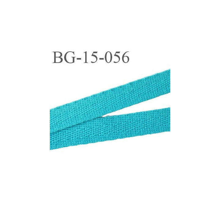 biais galon ruban sergé 15 mm couleur bleu turquoise 100%  coton souple et doux largeur 15 mm prix au mètre