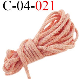 cordon coton et synthétique 4 mm  couleur saumon diamètre 4 mm prix au mètre