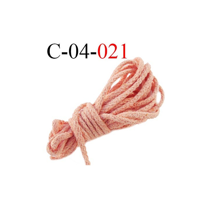 cordon coton et synthétique 4 mm  couleur saumon diamètre 4 mm prix au mètre