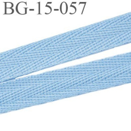 biais galon ruban sergé 15 mm couleur bleu clair 100%  coton souple et doux largeur 15 mm prix au mètre