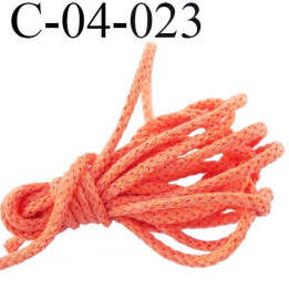 cordon coton et synthétique 4 mm  couleur orange coraillé diamètre 4 mm prix au mètre