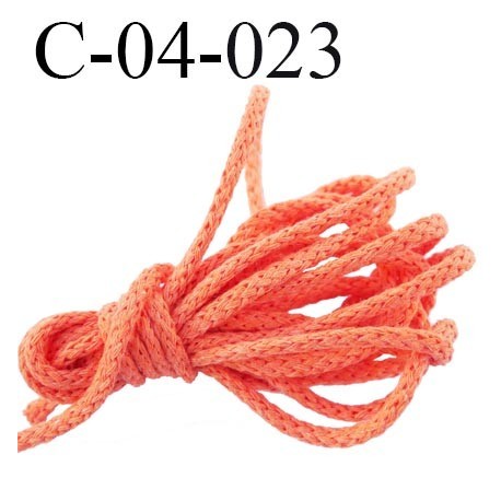 cordon coton et synthétique 4 mm couleur orange coraillé diamètre 4 mm prix au mètre