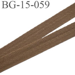 biais galon ruban sergé 15 mm couleur marron clair 100%  coton souple et doux largeur 15 mm prix au mètre