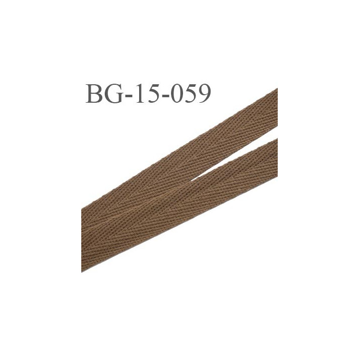 biais galon ruban sergé 15 mm couleur marron clair 100%  coton souple et doux largeur 15 mm prix au mètre