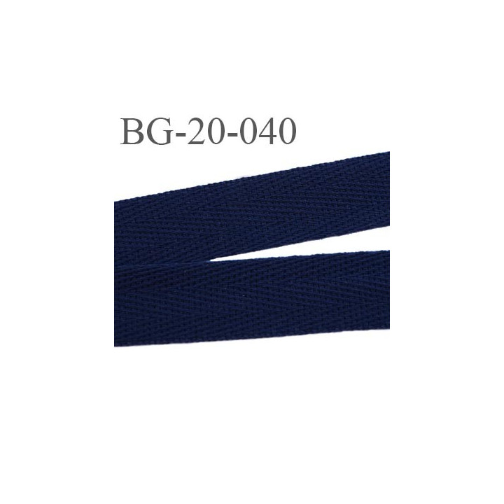 Biais sergé 20 mm ruban galon100 % coton largeur 20 mm couleur bleu marine foncé souple et très doux prix au mètre
