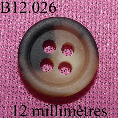 bouton 12 mm couleur anthracite mat et marron marbré sur sur les 2 faces 4 trous diamètre 12 millimètres