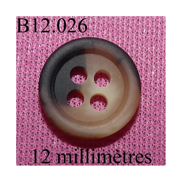 bouton 12 mm   couleur anthracite mat et marron marbré sur sur les 2 faces  4 trous diamètre 12 millimètres