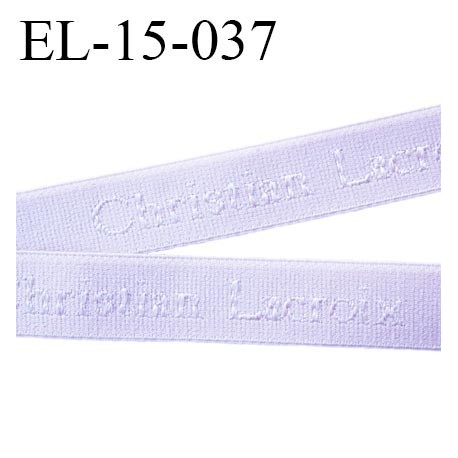 Elastique 15 mm bretelle et lingerie siglé en surpiqure Christian Lacroix très haut de gamme couleur lilas clair prix au mètre