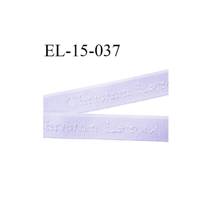 Elastique 15 mm bretelle et lingerie siglé en surpiqure Christian Lacroix  très haut de gamme couleur lilas clair prix au mètre