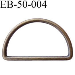 Etrier boucle 50 mm en métal couleur bronze laiton vieilli largeur intérieur 50 mm largeur extérieur 58 mm hauteur 35 mm