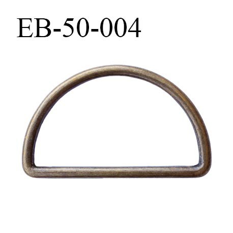 Etrier boucle 50 mm en métal couleur bronze laiton vieilli largeur intérieur 50 mm largeur extérieur 58 mm hauteur 35 mm