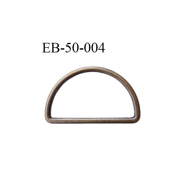 Etrier boucle 50 mm en métal couleur bronze laiton vieilli largeur intérieur 50 mm largeur extérieur 58 mm hauteur 35 mm
