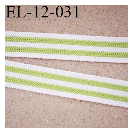 élastique 12 mm plat souple belle qualité couleur vert et blanc largeur 12 mm prix au mètre