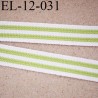 élastique 12 mm plat souple belle qualité couleur vert et blanc largeur 12 mm prix au mètre