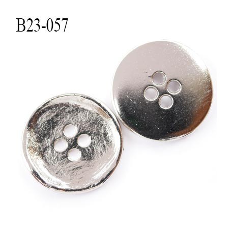 bouton métal 23 mm style ancien déformé superbe couleur chromé très brillant 4 trous diamètre 23 mm