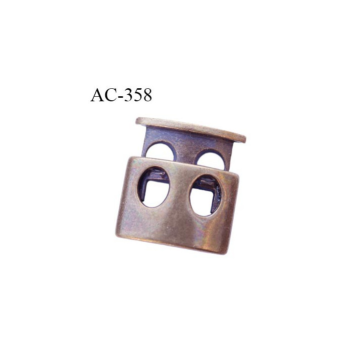 Stop cordon bronze double trou diamètre intérieur 5 mm hauteur 19 mm largeur 18 mm épaisseur 6 mm très haut de gamme