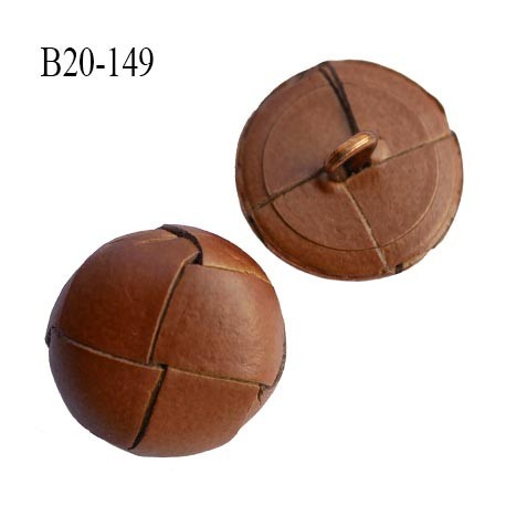 B20-149 bouton 20 mm cuir couleur marron clair très beau diamètre 20 mm accroche avec un anneau très haut de gamme