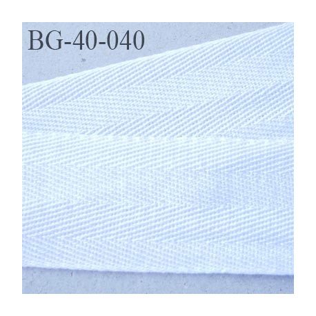 biais sergé 40 mm galon ruban 100 % coton largeur 40 mm couleur blanc