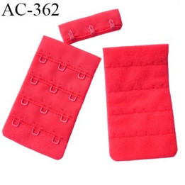 Agrafe attache 42 mm rallonge extension de soutien gorge 4 rangés 3 crochets largeur 42 mm hauteur 70 mm couleur  rouge