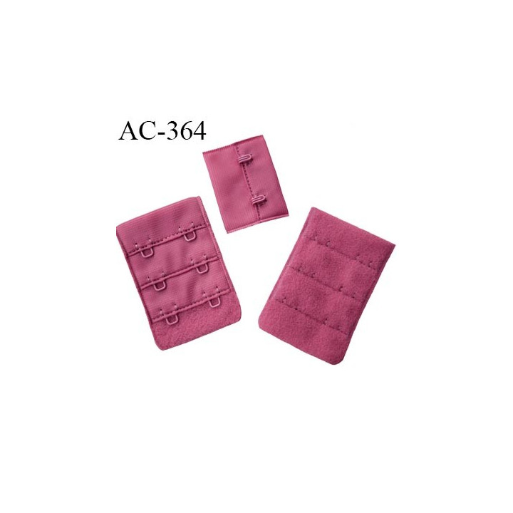 Agrafe attache 38 mm rallonge extension de soutien gorge 3 rangés 2 crochets largeur 38 mm hauteur 55 mm couleur  rouge