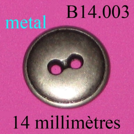 bouton 14 mm en métal 2 trous diamètre 14 millimètres