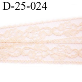 Dentelle 25 mm synthétique couleur rose pale largeur 25 mm motif fleur prix au mètre
