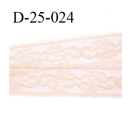 Dentelle 25 mm synthétique couleur rose pale largeur 25 mm motif fleur prix au mètre