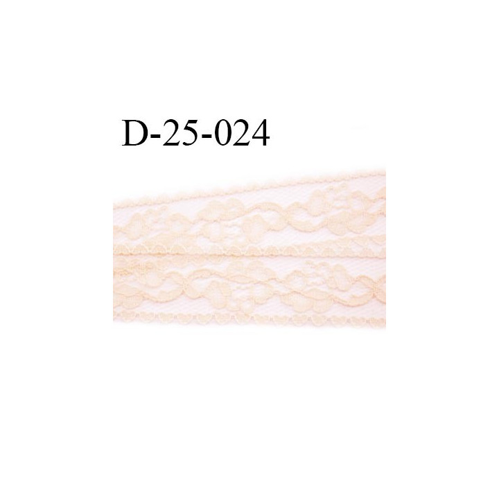 Dentelle 25 mm synthétique couleur rose pale largeur 25 mm motif fleur prix au mètre