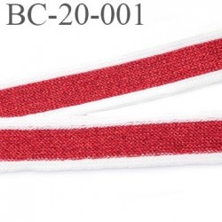 Bord-Côte 20 mm bord cote jersey maille  synthétique couleur blanc rouge  largeur 20 mm prix au mètre