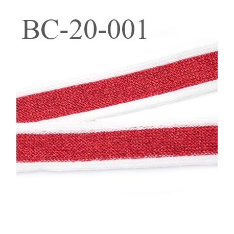 Bord-Côte 20 mm bord cote jersey maille synthétique couleur blanc rouge largeur 20 mm prix au mètre