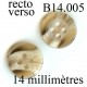 bouton 14 mm couleur marbré beige et marron 4 trous 14 millimètres