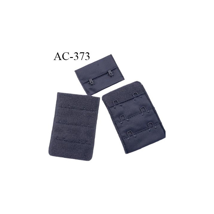 Agrafe attache 38 mm rallonge extension soutien gorge 3 rangés 2 crochets largeur 38 mm hauteur 55 mm couleur anthracite caviar