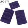 Agrafe attache 38 mm rallonge extension de soutien gorge 3 rangés 2 crochets largeur 38 mm hauteur 55 mm couleur byzance